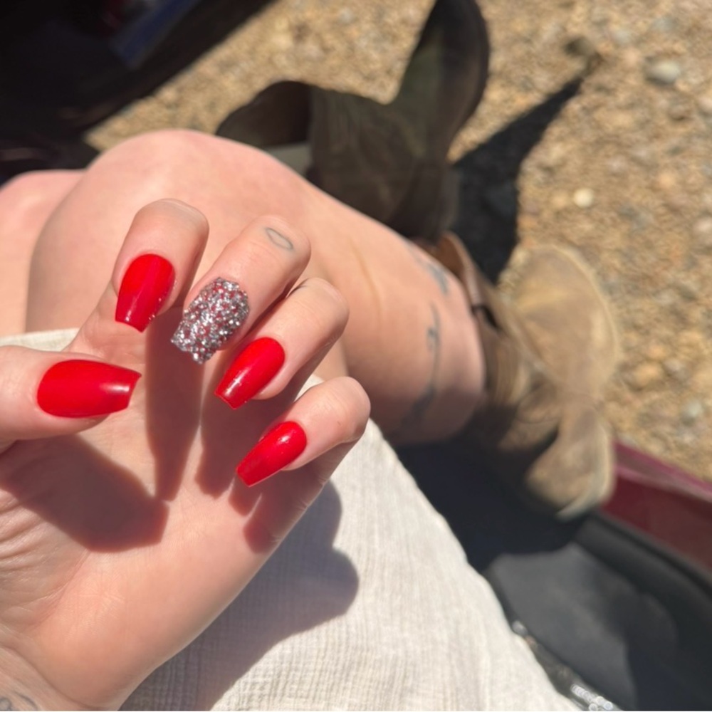 10 CT Premium gel press on nails Red micro rhinestone 💎 reusable luxury manicure
